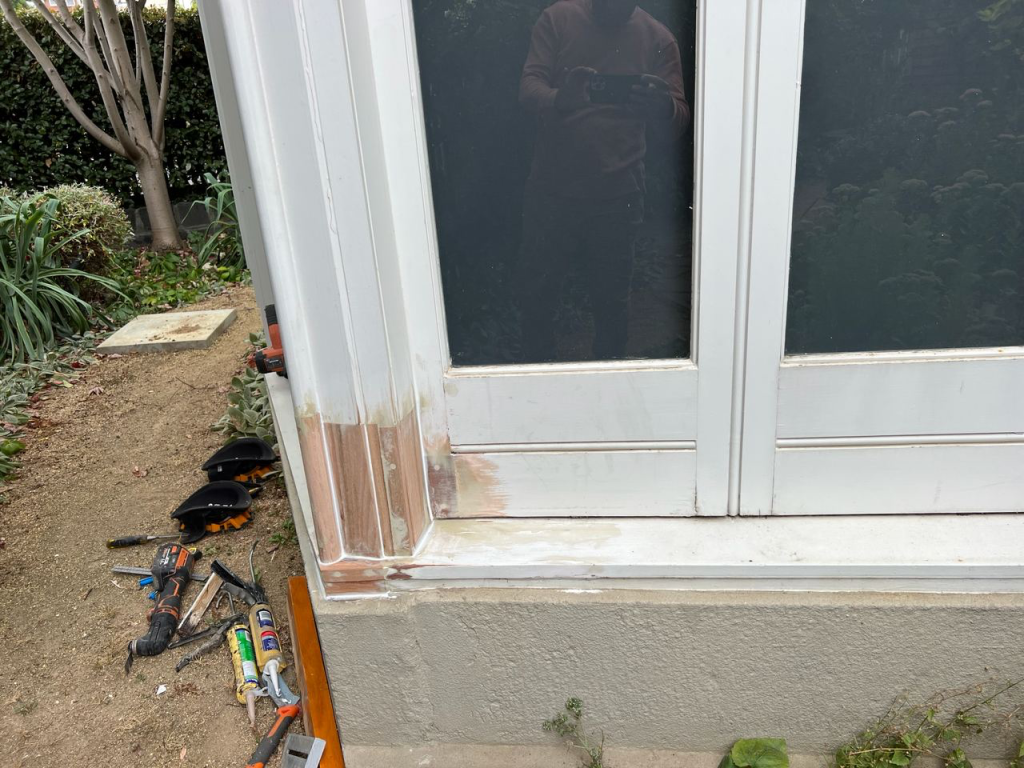 repaired wooden window