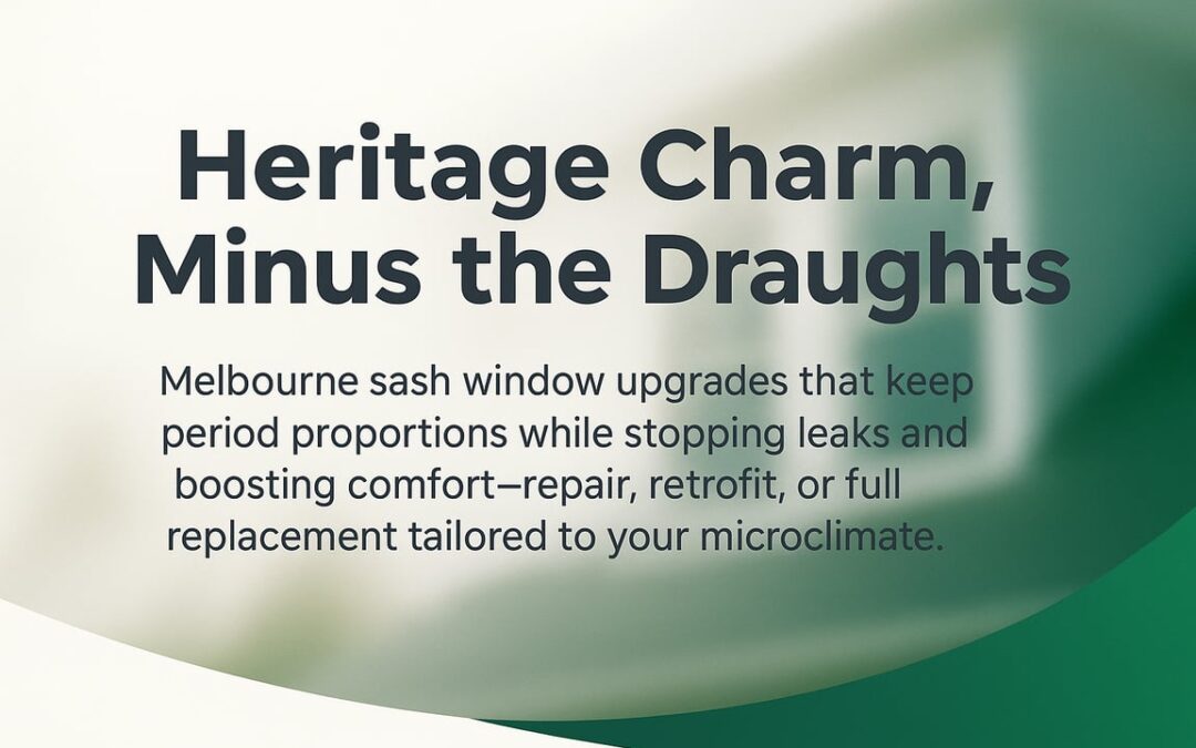 Sash Window Replacement Melbourne: Keep Period Character, Fix Leaks and Draughts, and Lift Energy Performance