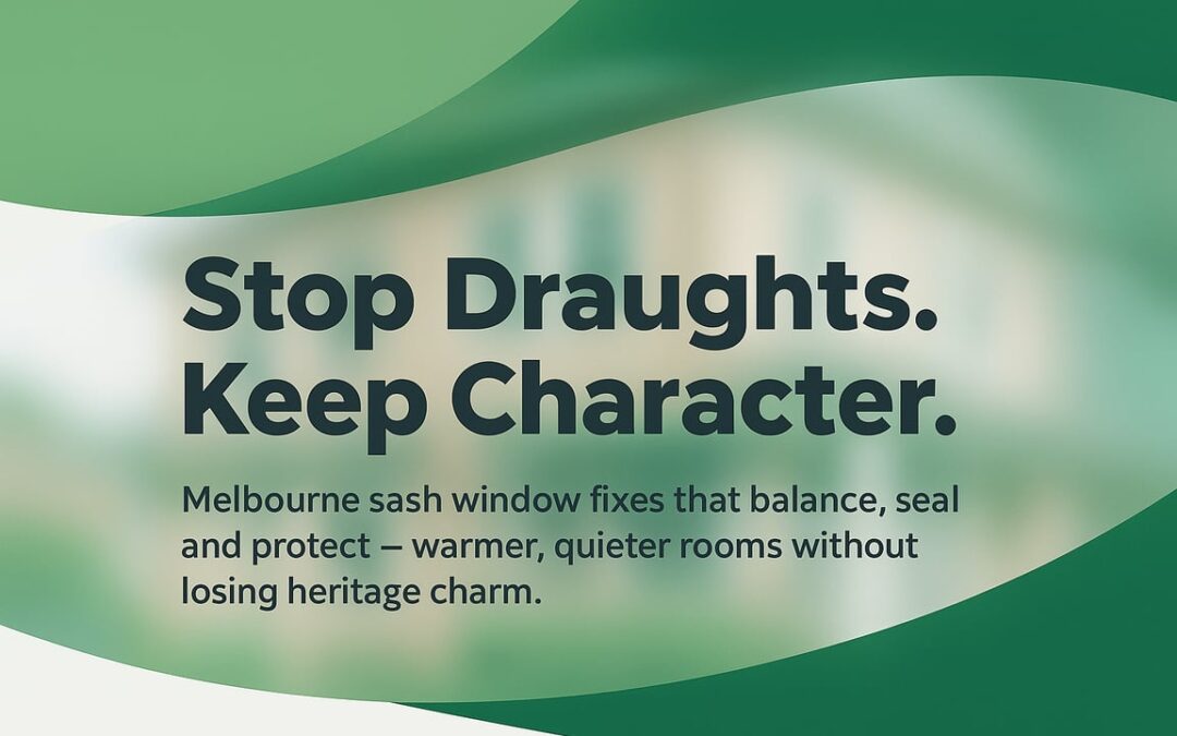 Sash Window Repair Melbourne: Practical Fixes That Preserve Character, Stop Draughts, and Improve Everyday Comfort